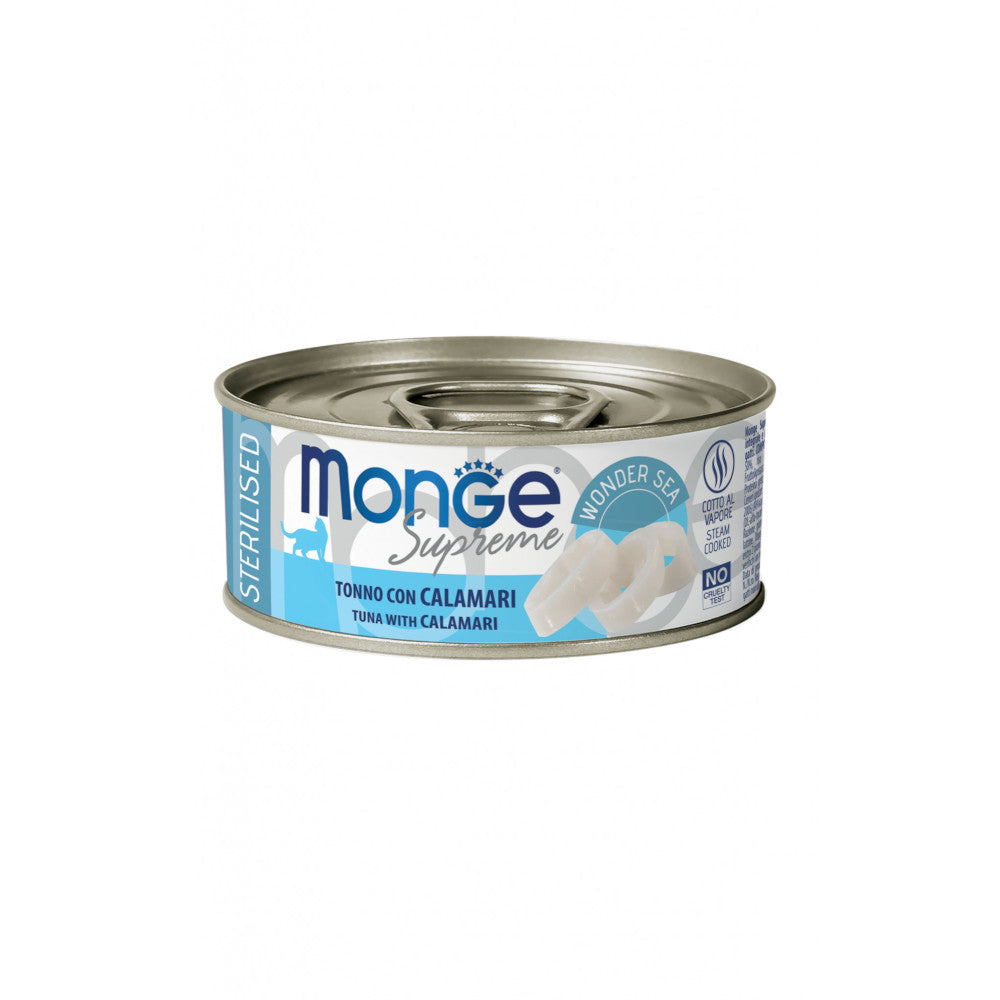 Monge Supreme Sterilised Tonno e Calamari 80gr Alimento umido per Gatti Monge Supreme Sterilised Tonno e Calamari 80gr Alimento umido per Gatti
